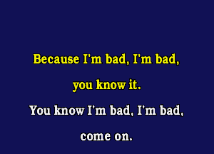 Because rm bad. I'm bad.

you know it.

You know I'm bad. I'm bad.

come on.