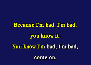 Because I'm bad. I'm bad.

you know it.

You know I'm bad. I'm bad.

come on.