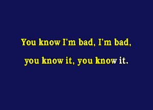 You know I'm bad. I'm bad.

you know it. you know it.