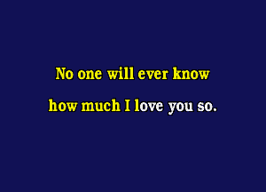 No one will ever know

how much I love you so.