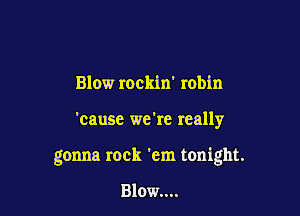 Blow rockin' robin

'cause we're really

gonna rock 'em tonight.

Blow....