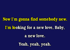 Now I'm gonna find somebody new.
I'm looking for a new love. Baby.
a new love.

Yeah. yeah. yeah.