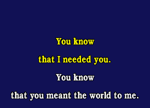 You know

that I needed you.

You know

that you meant the werld to me.