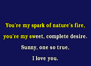 You're my spark of nature's fire.
you're my sweet. complete desire.
Sunny. one so true.

I love you.