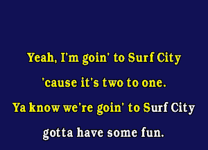 Yeah. I'm goin' to Surf City
'cause it's two to one.
Ya know we're goin' to Surf City

gotta have some fun.