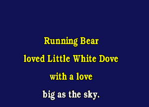 Running Bear

loved Little White Dove

with a love

big as the sky.