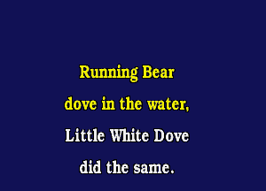 Running Bear

dove in the water.
Little White Dove

did the same.