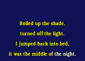 Rolled up the shade.
turned off the light.
I jumped back into bed.

it was the middle of the night.