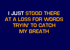 I JUST STOOD THERE
AT A LOSS FOR WORDS
TRYIN' T0 CATCH
MY BREATH