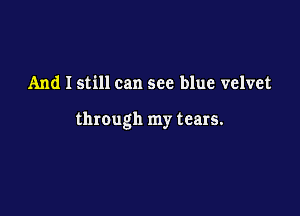 And I still can see blue velvet

through my tears.