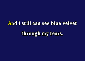 And I still can see blue velvet

through my tears.