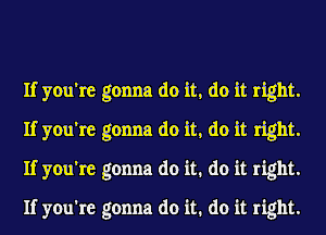 If you're gonna do it, do it right.
If you're gonna do it, do it right.
If you're gonna do it. do it right.

If you're gonna do it. do it right.