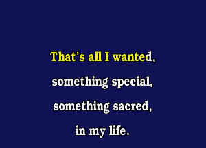 Thats all I wanted.

something special.

something sacred.

in my life.