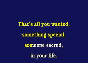 That's all you wanted.

something special.

someone sacred.

in your life.