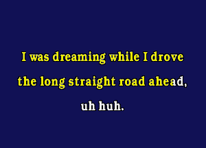1 was dreaming while I drove

the long straight road ahead.

uh huh.