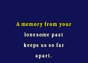 A memory from your

lonesome past
keeps us so far

apart.