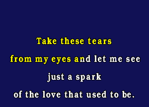 Take these tears

from my eyes and let me see

just a spark

of the love that used to be.