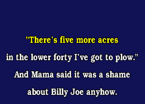 There's five more acres
in the lower forty I've got to plow.
And Mama said it was a shame

about Billy Joe anyhow.
