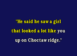 He said he saw a girl

that looked a lot like you

up on Choctaw ridge.