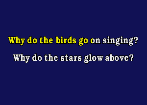 Why do the birds go on singing?

Why do the stars glow above?