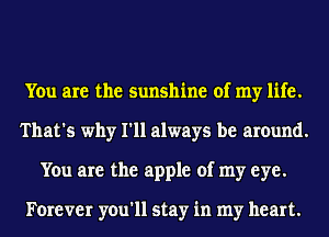 You are the sunshine of my life.
That's why I'll always be around.
You are the apple of my eye.

Forever you'll stay in my heart.