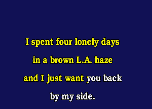 I spent four lonely days

in a brown LA. haze

and I just want you back

by my side.