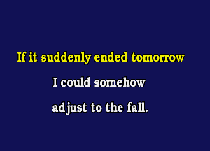 If it suddenly ended tomorrow

I could somehow

adjust to the fall.