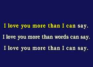 I love you more than I can say.
I love you more than words can say.

I love you more than I can say.