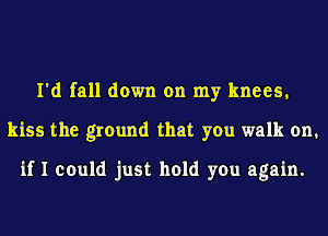 I'd fall down on my knees,
kiss the ground that you walk on.

if I could just hold you again.