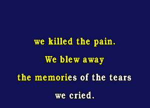 we killed the pain.

We blew away
the memories of the tears

we cried.