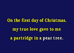 0n the first day of Christmas,
my true love gave to me

a partridge in a pear tree.