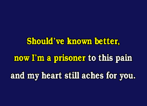 Should've known better.

now I'm a prisoner to this pain

and my heart still aches for you.