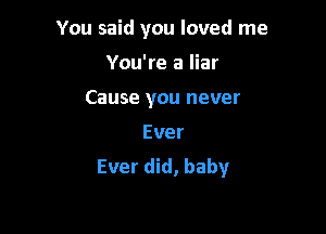 You said you loved me

You're a liar
Cause you never
Ever
Ever did, baby