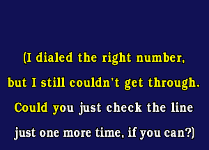 (I dialed the right number.
but I still couldn't get through.
Could you just check the line

just one more time. if you can?)