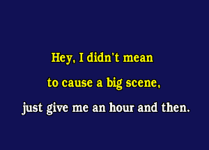 Hey. Ididxrt mean

to cause a big scene.

just give me an hour and then.