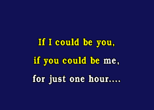 If I could be you.

if you could be me.

for just one hour....