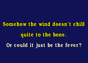 Somehow the wind doesn't ehill
quite to the bone.

Or could it just be the fever?