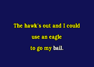 The hawks out and I could

use an eagle

to go my bail.