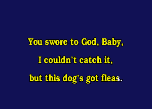 You swore to God. Baby.

I couldn't catch it.

but this dog's got fleas.