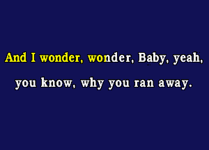 And I wonder. wonder. Baby. yeah.

you know. why you ran away.