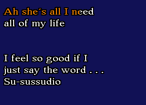 Ah she's all I need
all of my life

I feel so good if I
just say the word . .
Su-sussudio