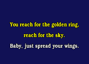 You reach for the golden ring.

reach for the sky.

Baby. just spread your wings.