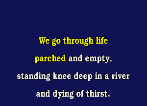 We go through life
parched and empty.
standing knee deep in a river

and dying of thirst.