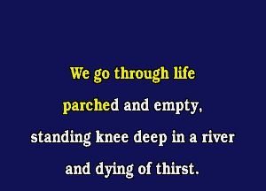 We go through life
parched and empty.
standing knee deep in a river

and dying of thirst.