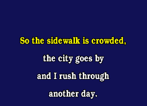 So the sidewalk is crowded.

the city goes by

and I rush through

another day.