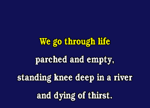 We go through life
parched and empty.
standing knee deep in a river

and dying of thirst.