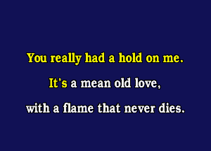 You really had a hold on me.
It's a mean old love.

with a flame that never dies.