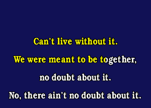 Can't live without it.
We were meant to be together.
no doubt about it.

No. there ain't no doubt about it.