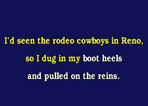 I'd seen the rodeo cowboys in Reno.
so I dug in my boot heels

and pulled on the reins.