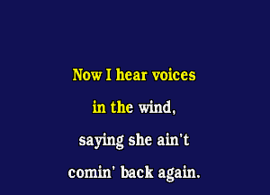 Now I hear voices

in the wind.

saying she ain't

comin' back again.